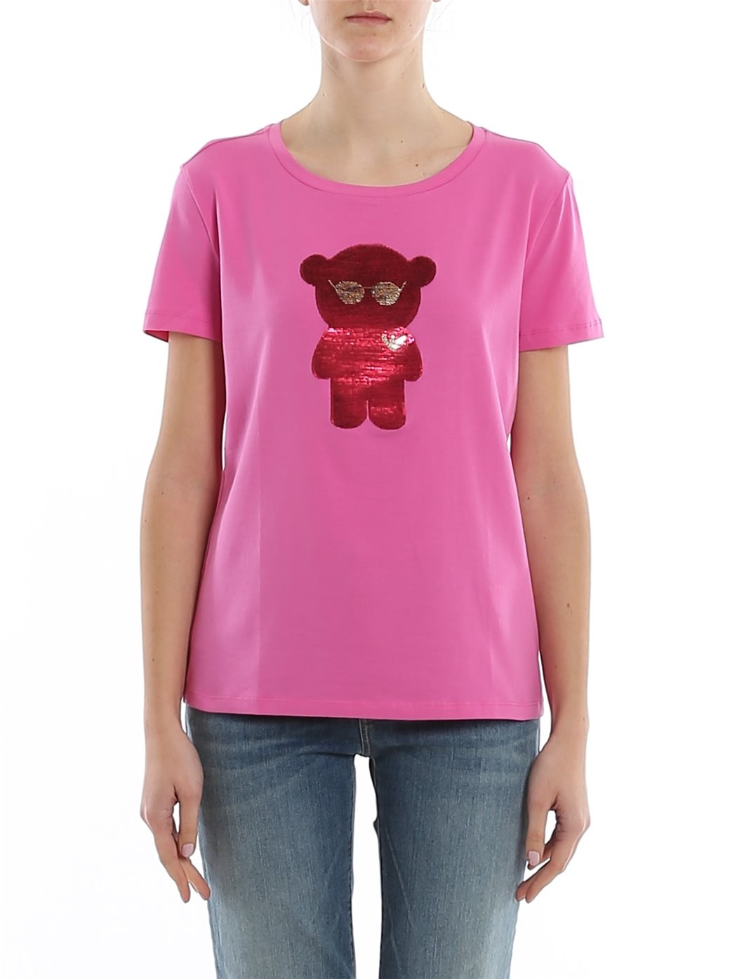 Emporio Armani Bear-appliquéd T-shirt In Pink