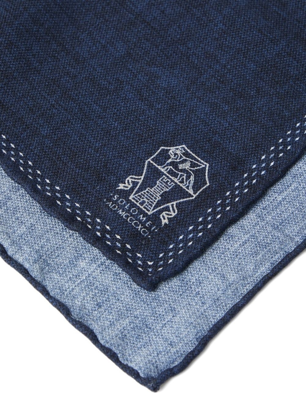 Brunello Cucinelli Dual-tone Pocket Square In Blue