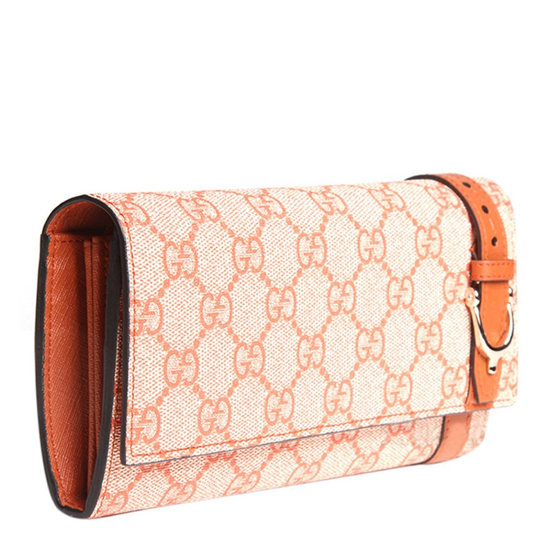 Gucci Double G Pattern Wallet In Nude