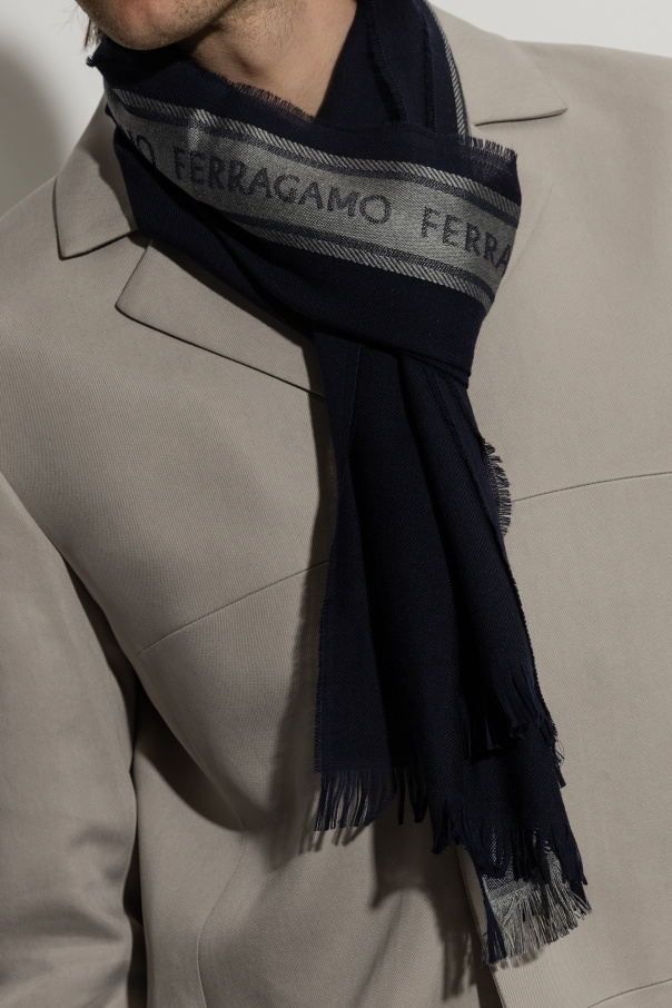 Ferragamo Salvatore  Color Blocked Scarf In Black