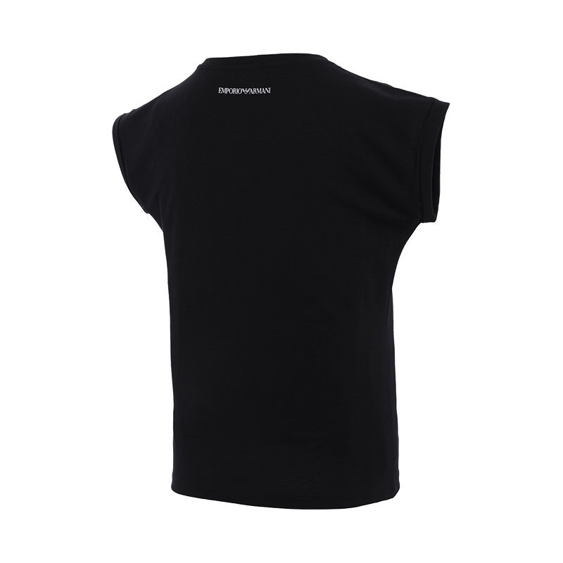 EMPORIO ARMANI BLACK LOGO PRINTED T-SHIRT
