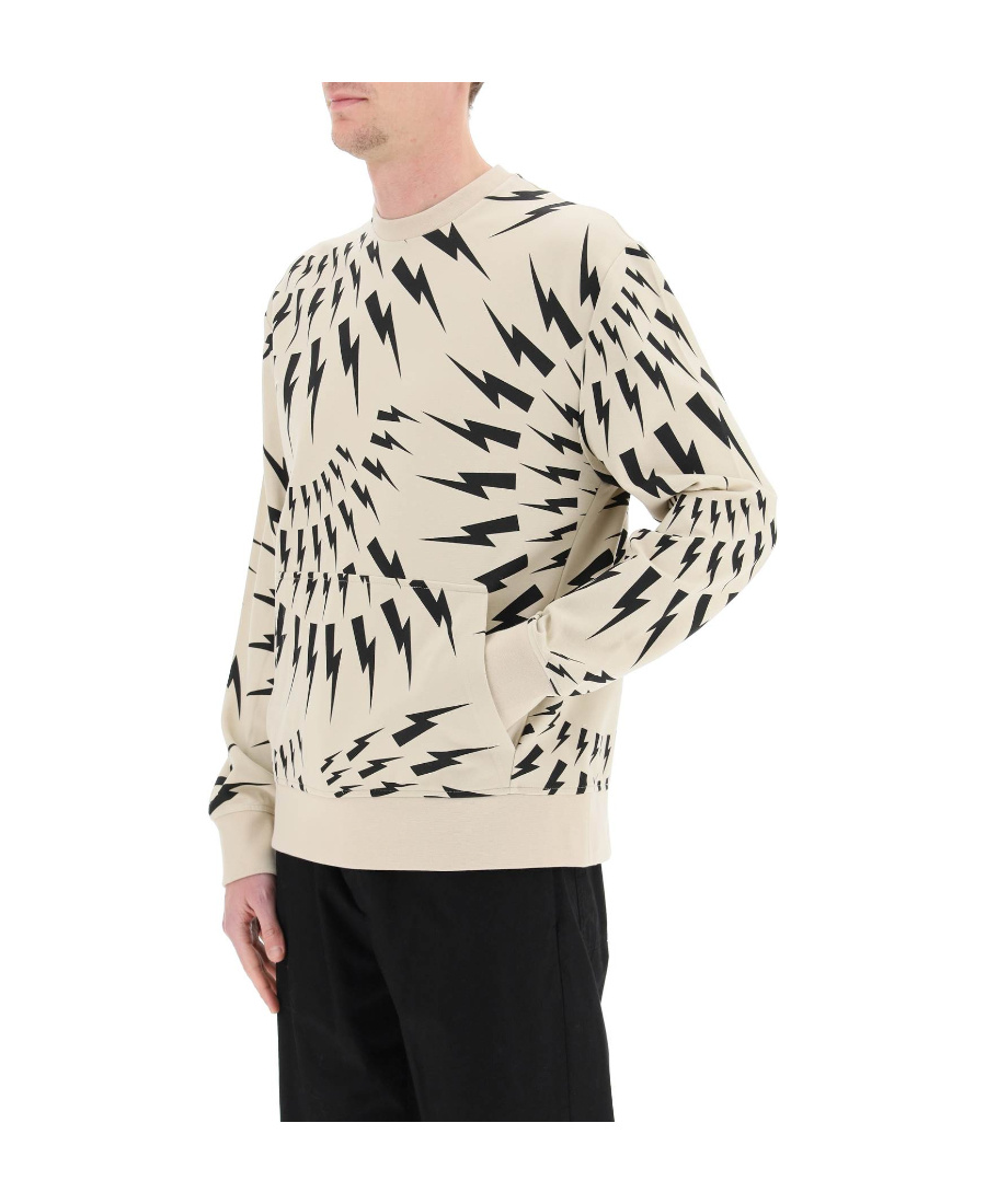 Neil Barrett Thunderbolt-print Cotton Sweatshirt In Nude