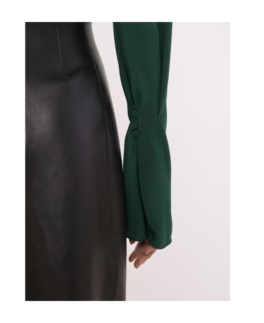 Chloé Draped Boat Neck Silk Blouse In Green