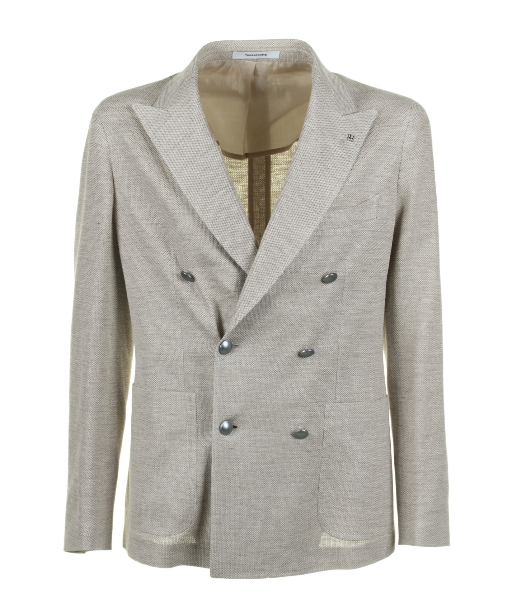 Tagliatore Beige Double-breasted Jacket In Gray