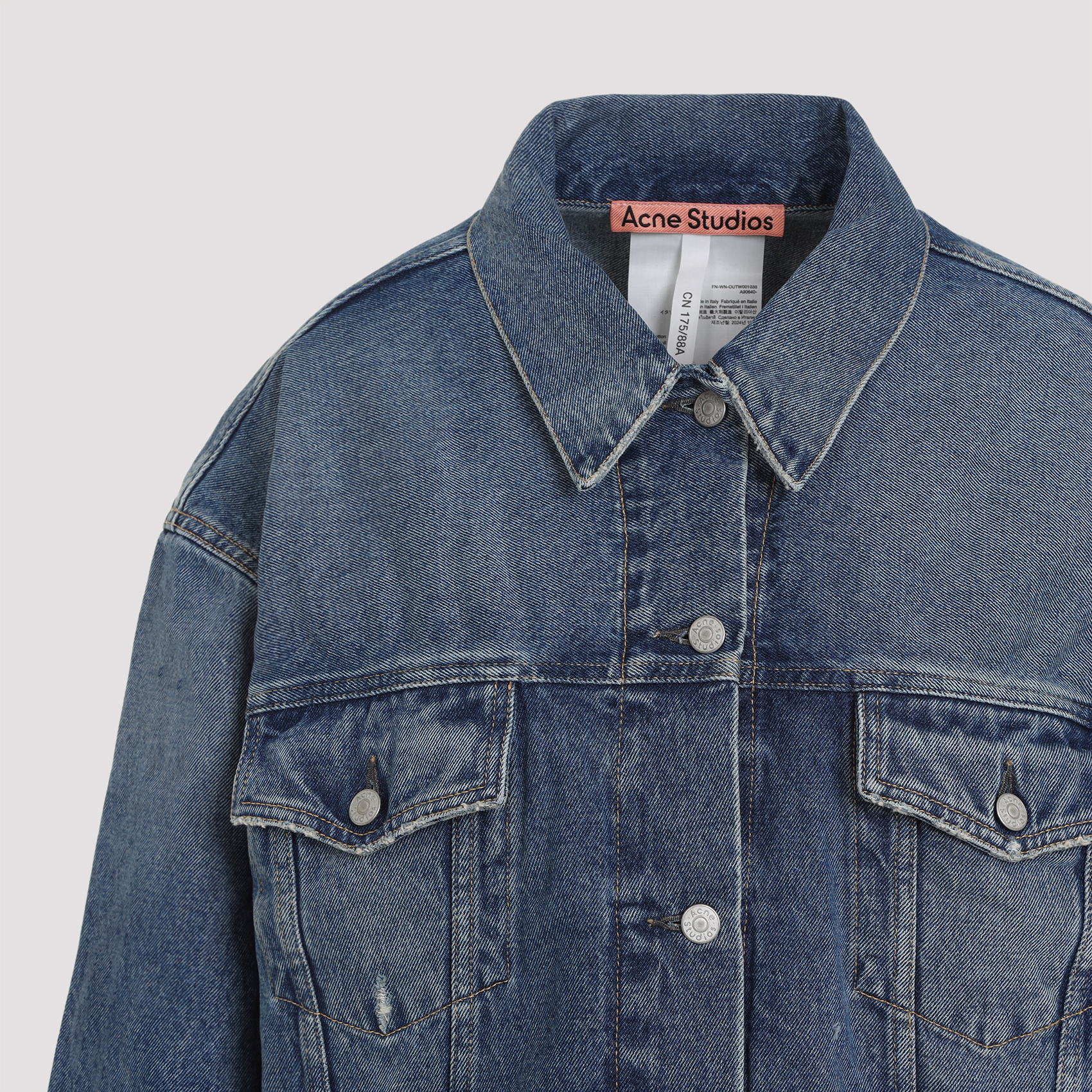 Shop Acne Studios Collared Button-up Denim Jacket In Blue