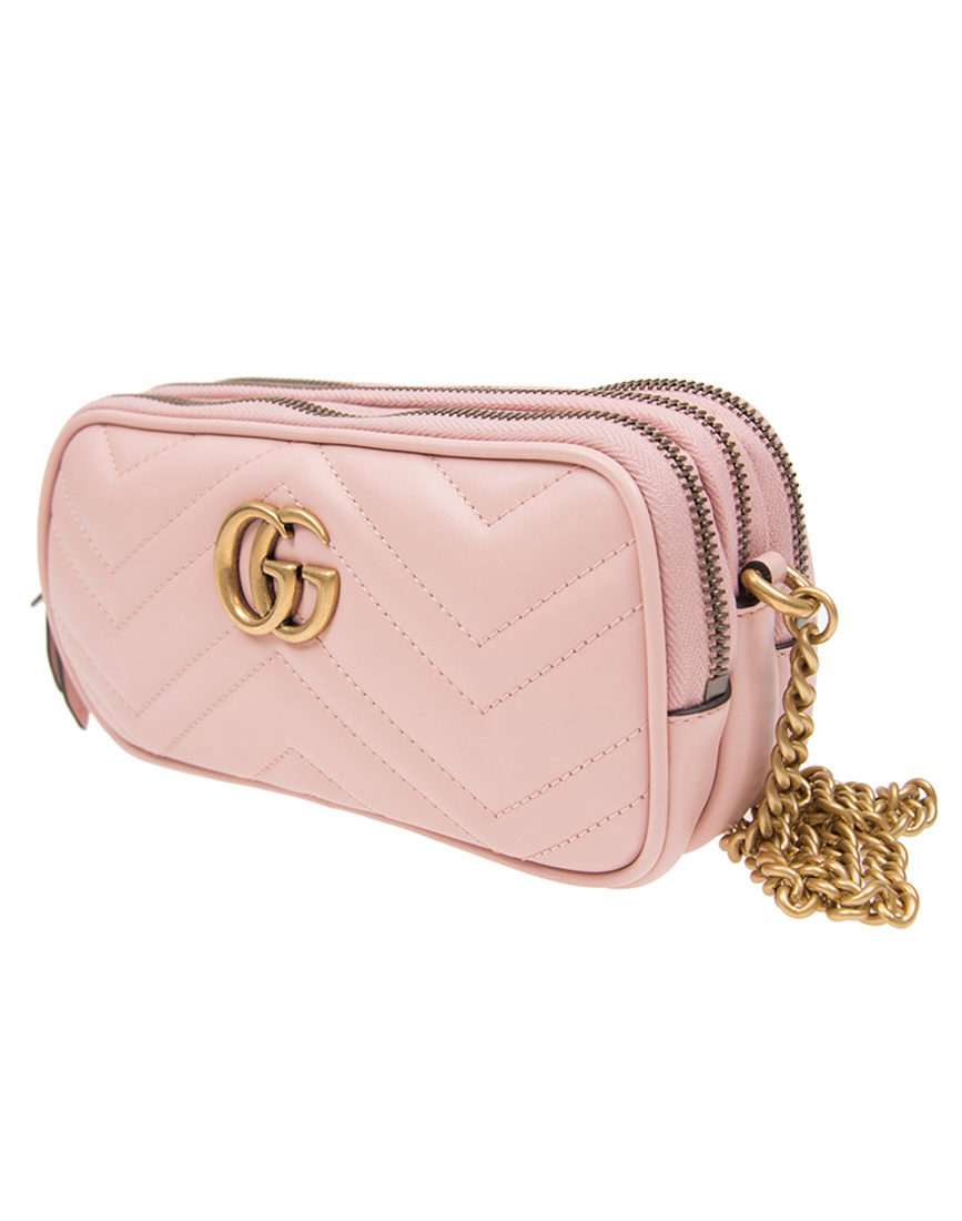 Gucci Gg Marmont Mini Chain Strap Shoulder Bag In Nude
