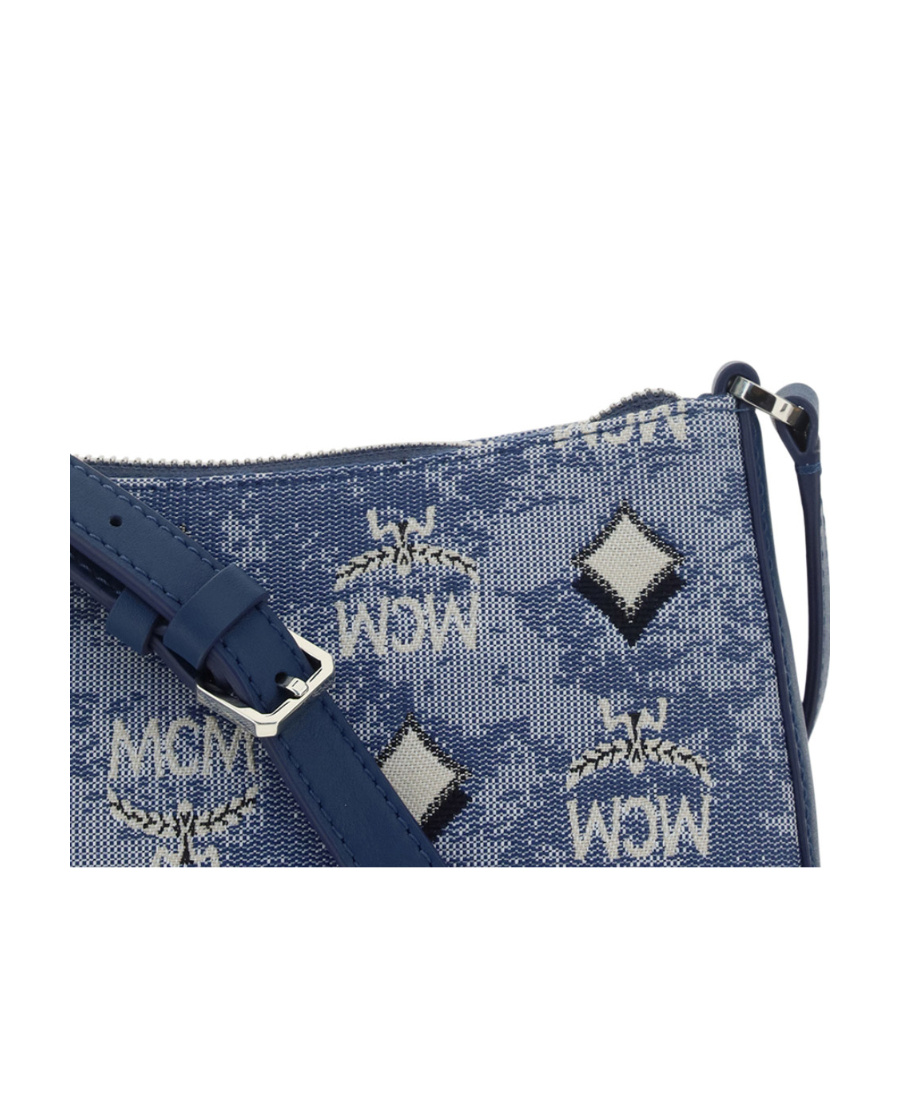 Mcm Logo Shoulder Bag In Gray