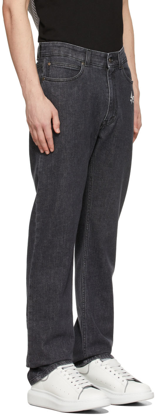 Stella Mccartney Straight-leg Logo-print Jeans In Black
