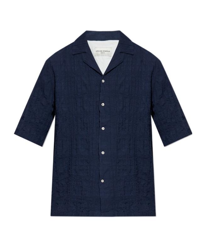 Shop Officine Generale Cotton Shirt In Nightsky