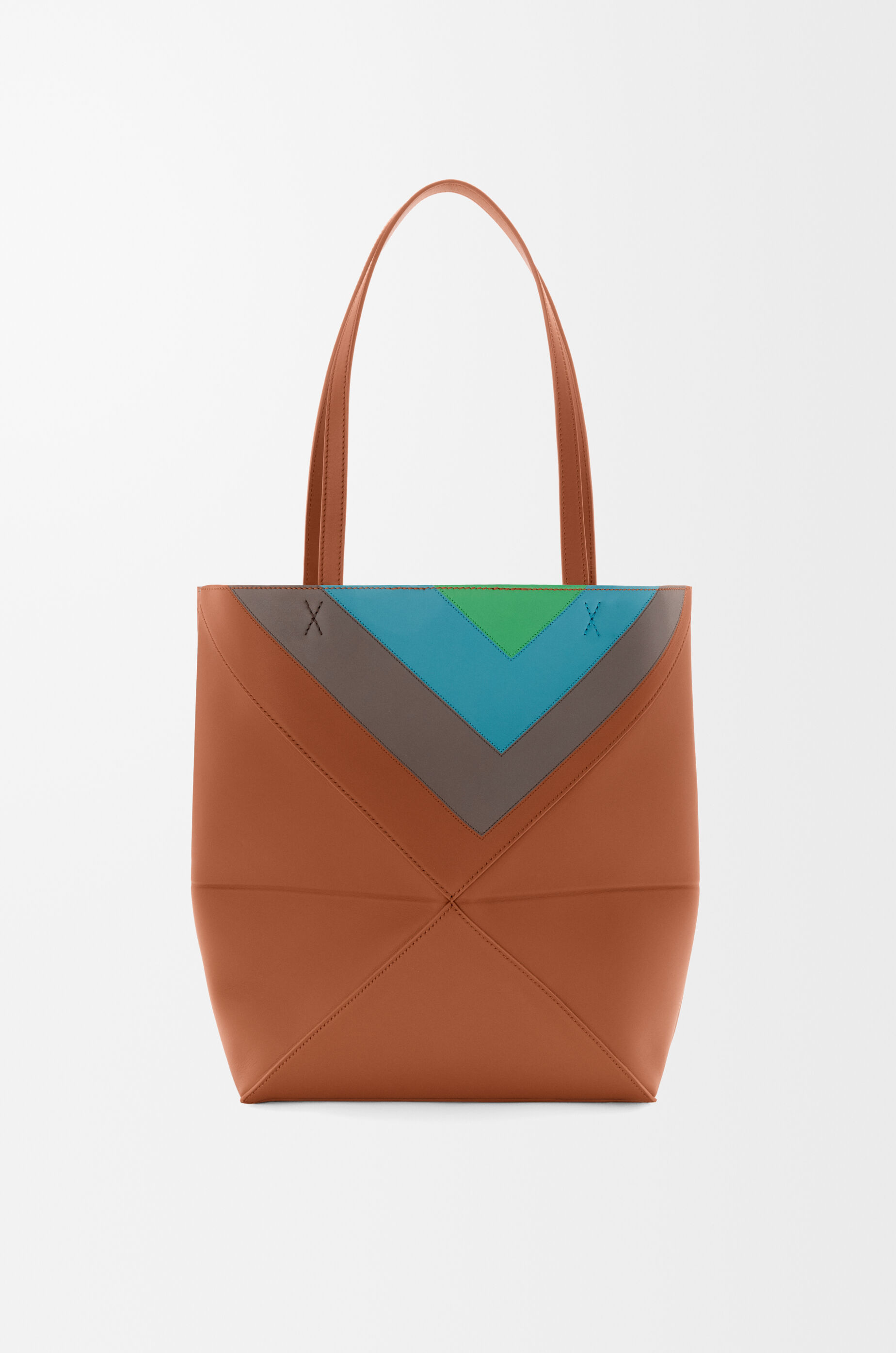 Loewe Puzzle Fold Convertible Medium Leather Tote In Multi