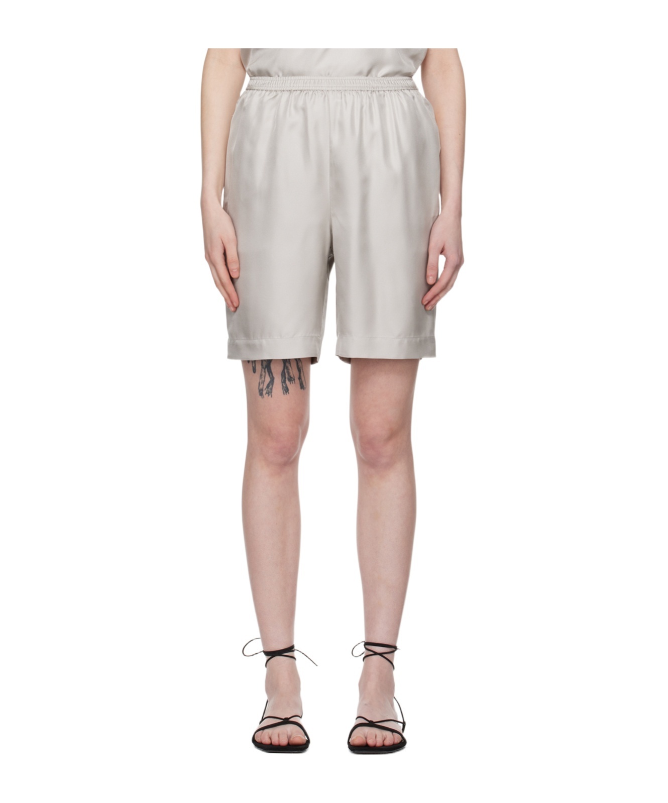 Loulou Studio Gray Zinia Shorts In White