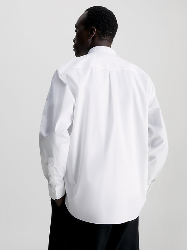 Calvin Klein Button Shirt With Standing Collar In White