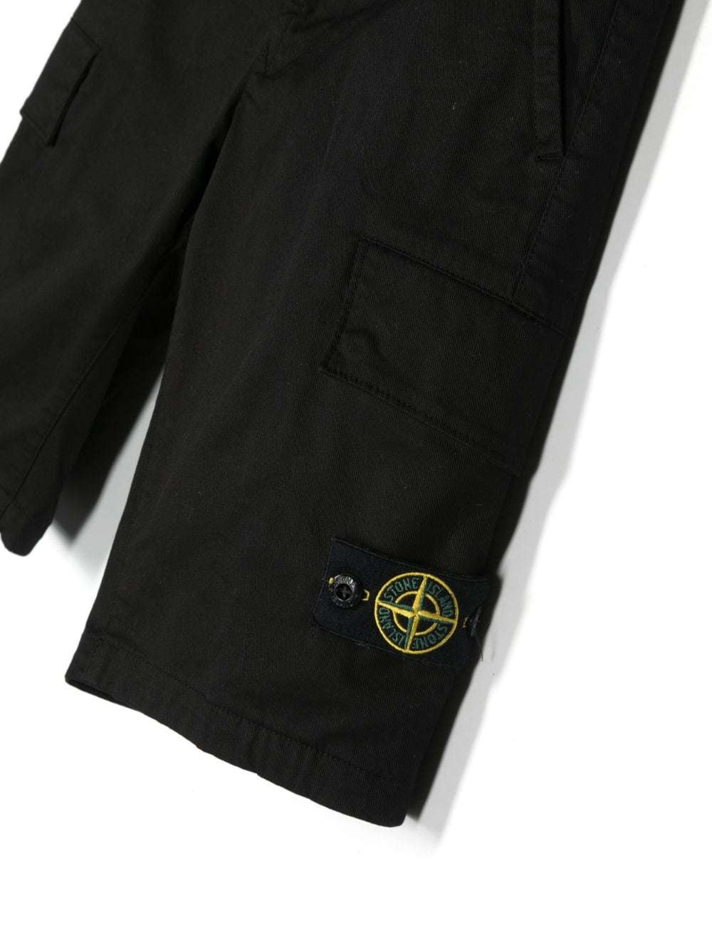 Stone Island Logo-patch Cargo Shorts In Black