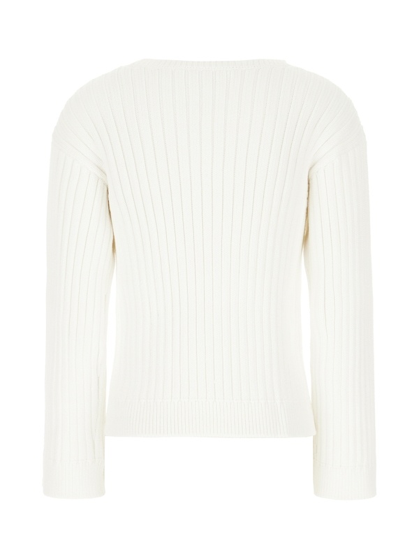 Marni Crew Neck Cotton Blend Sweater In White