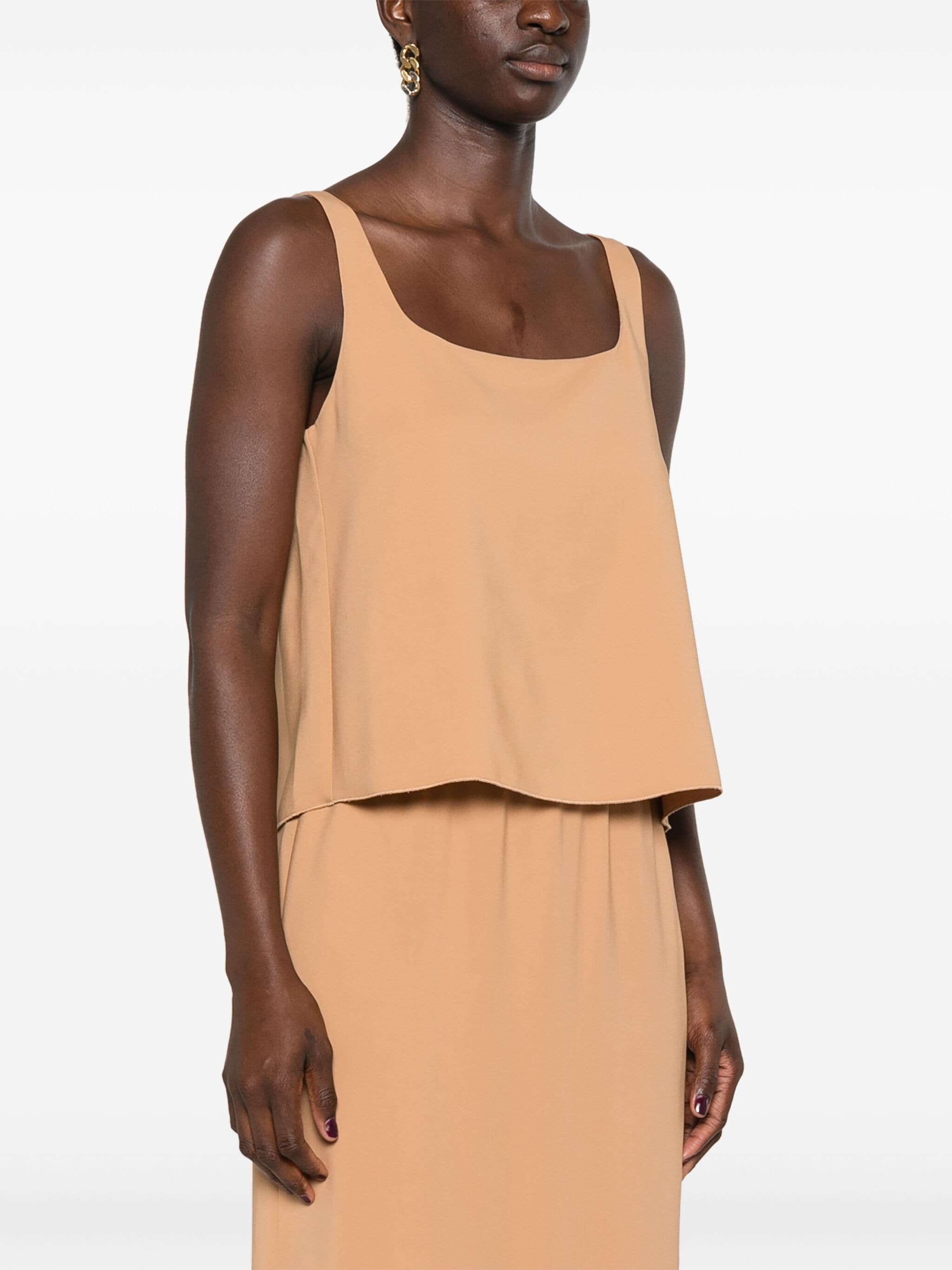 Shop Forte Forte Crepe Sleeveless Blouse In Nude