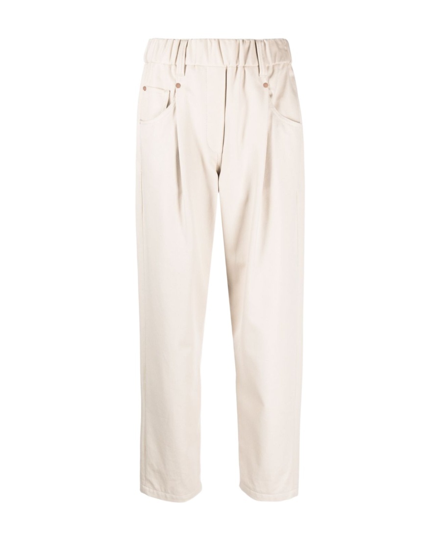 Brunello Cucinelli High Rise Baggy Trousers For Women In Neutral