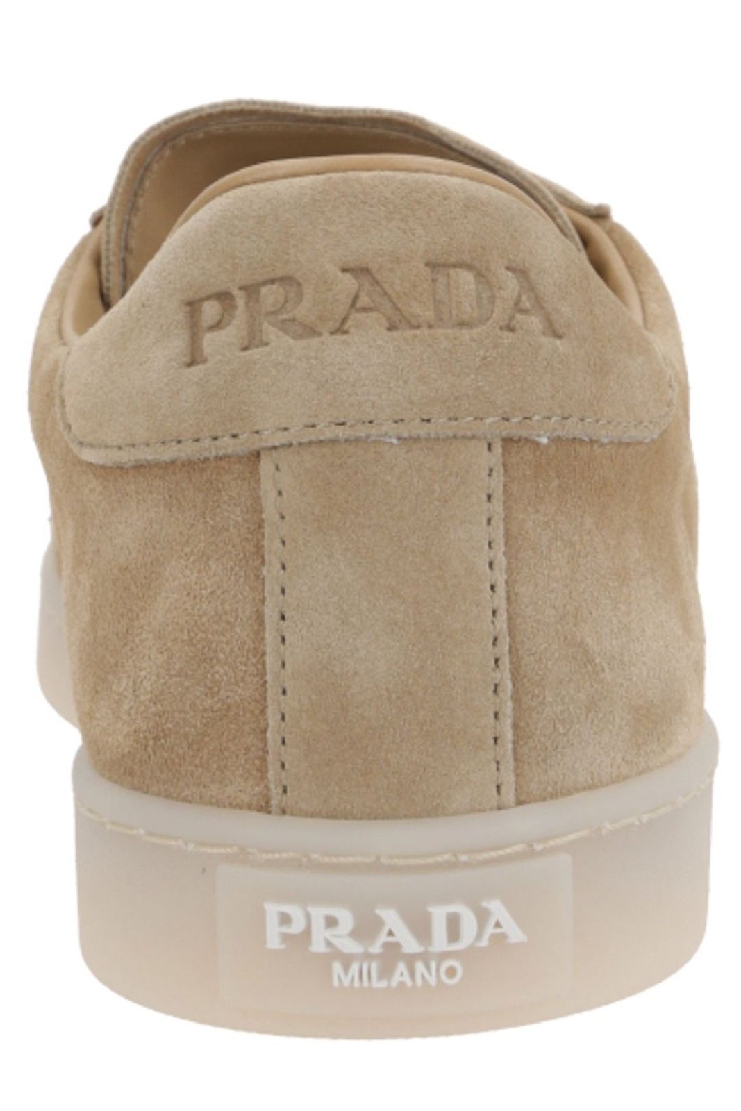 Prada Suede Low-top Sneakers Rubber Sole In Neutral