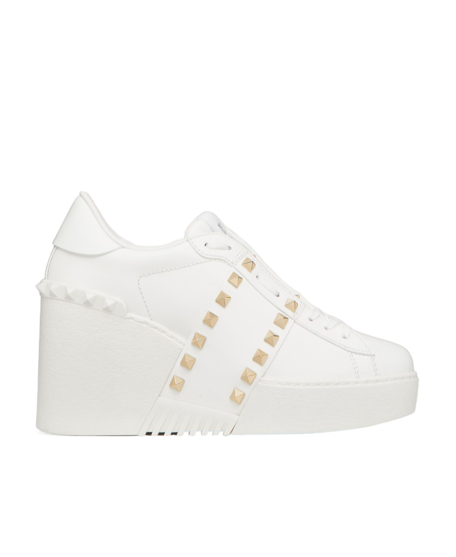 Valentino Open Disco 85mm Wedge Sneakers In White
