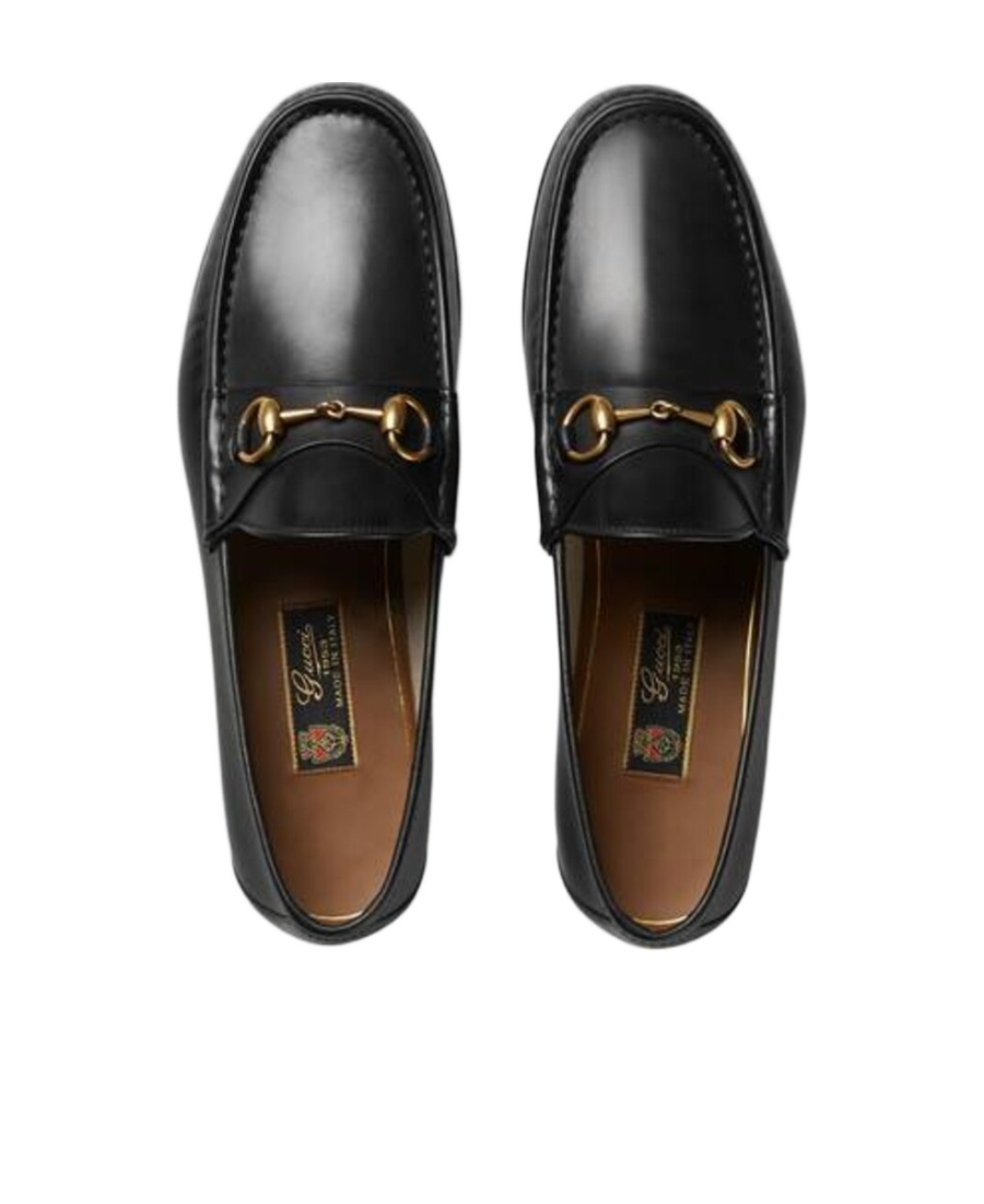 Gucci Men's Black Roos Horsebit Leather Moccasins In Black