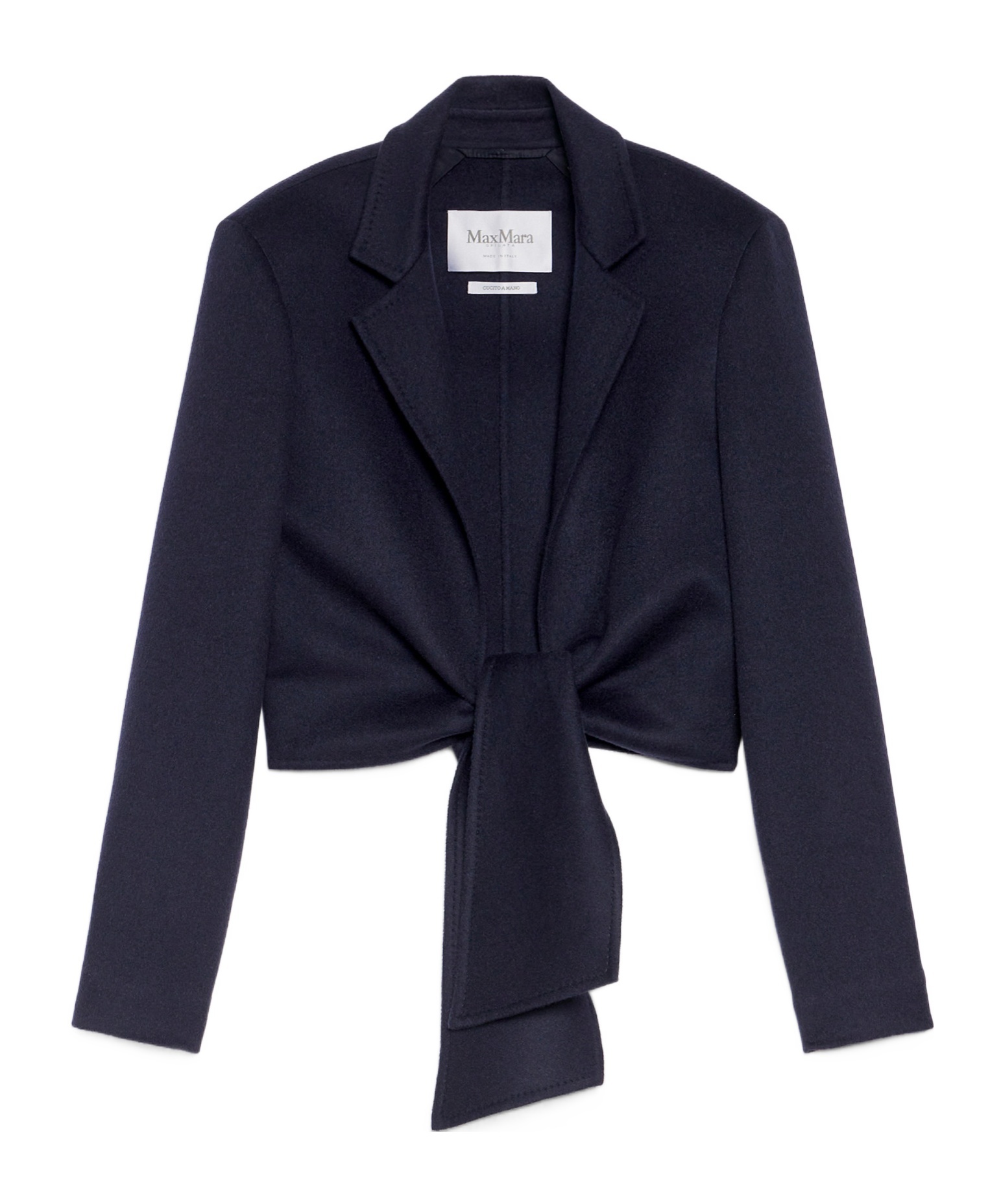 Max Mara Sash Detailed Straight Hem Cropped Jacket In Black