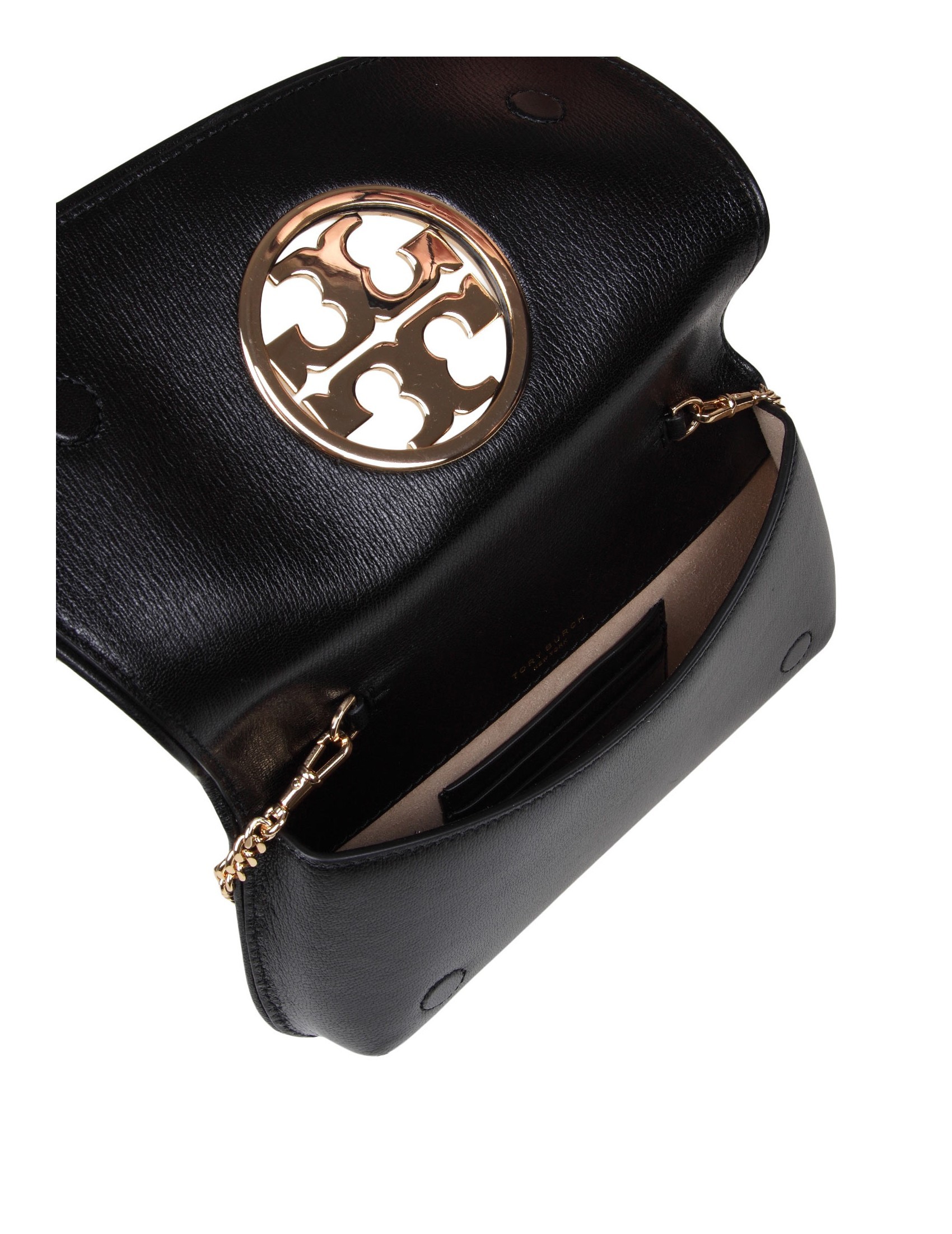 Tory Burch Reva Crocodile-effect Crossbody Bag In Black