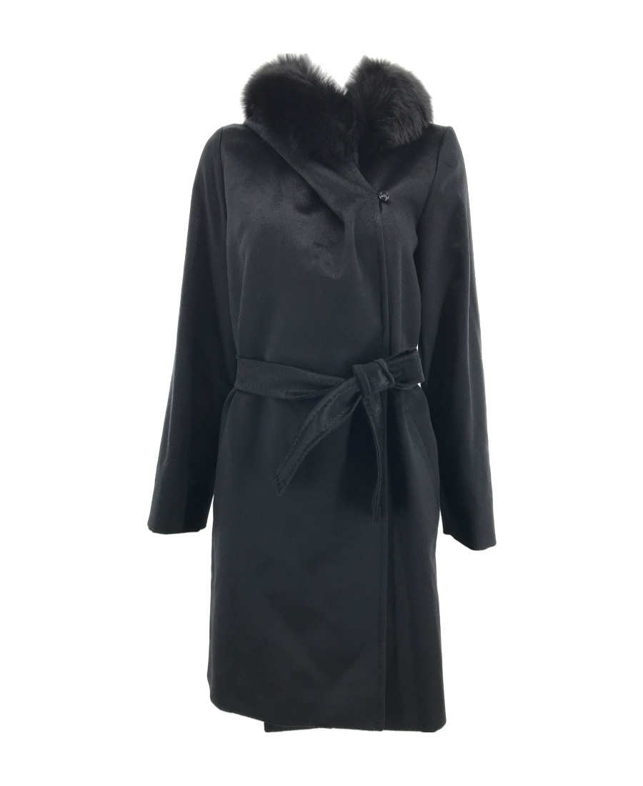 Max Mara Hooded Lace-up Coat In Black