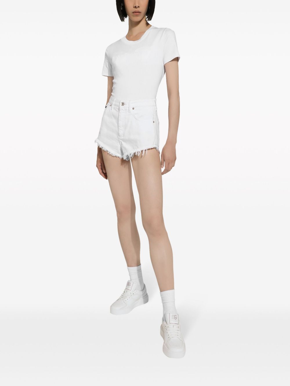 Dolce & Gabbana Embroidered Logo Crew Neck T-shirt In White