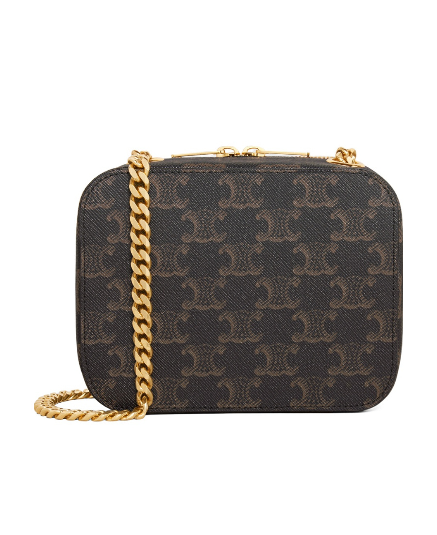 Celine Triomphe Logo Shoulder Bag In Brown