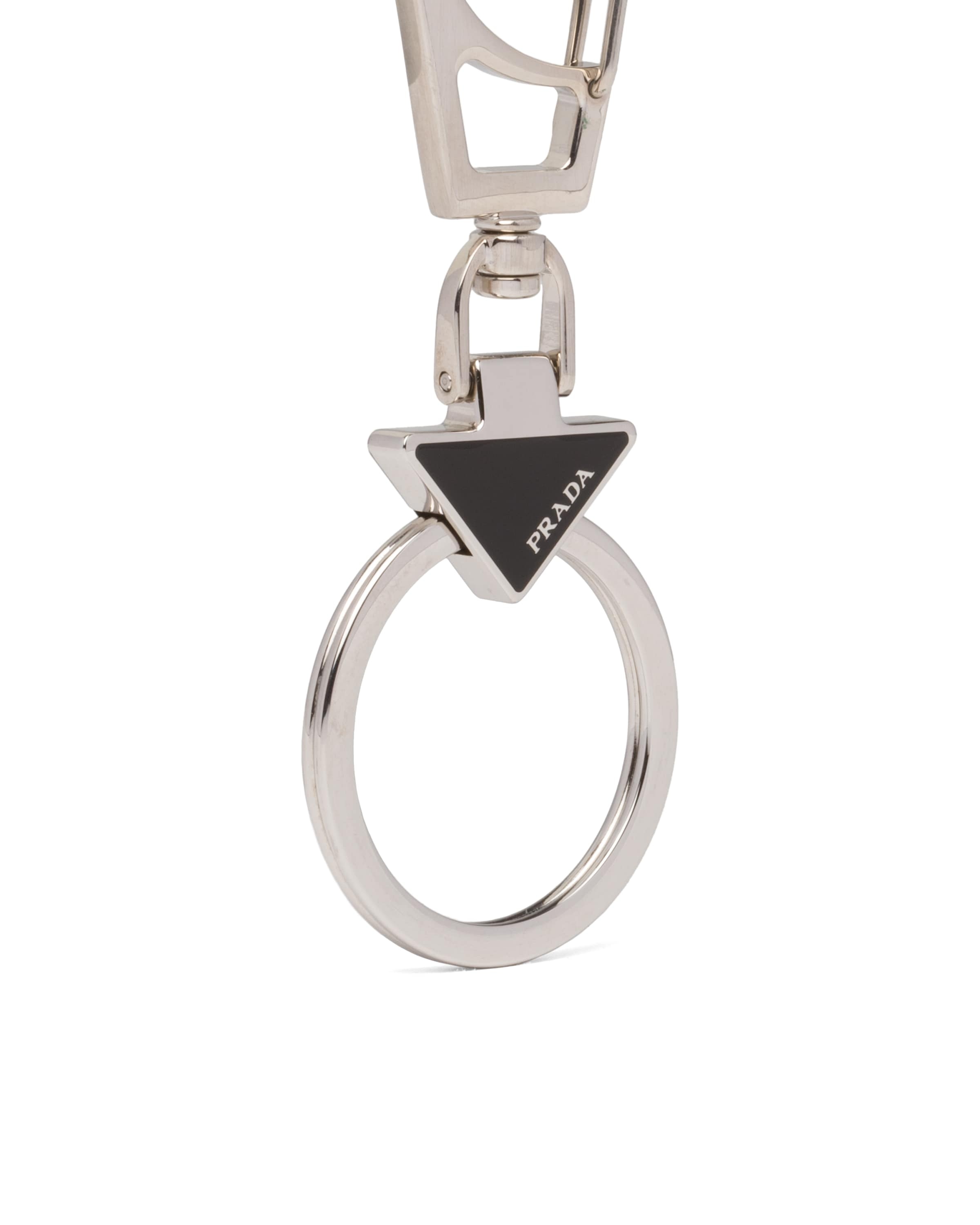 Prada Enamel Triangle Logo Keyring In White