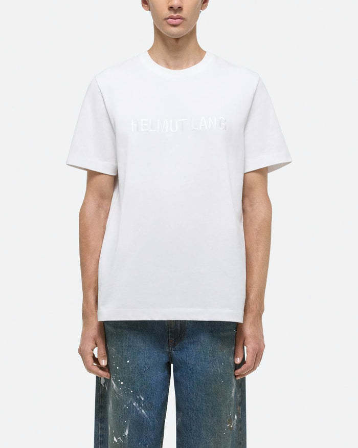 Helmut Lang Logo-embroidered Cotton T-shirt In White