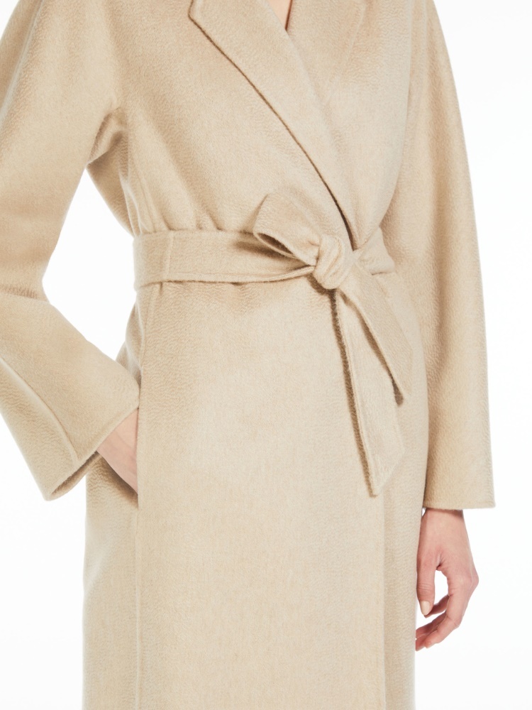 Max Mara Short Wrap Coat In Cashmere In Nude