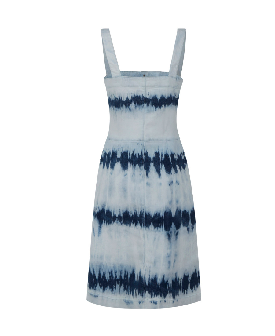 Stella Mccartney Tie-dye Bleach Denim Button-front Dress In White