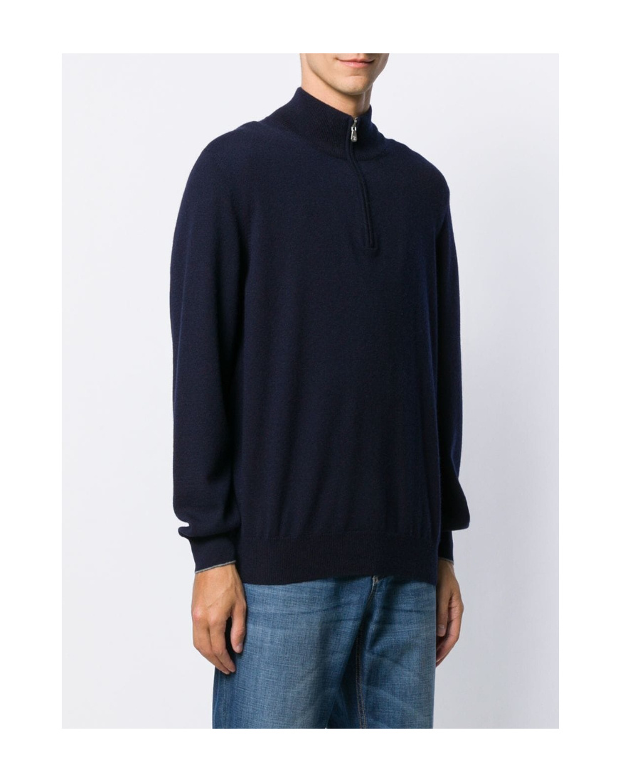 Brunello Cucinelli Zip-front Cashmere Sweater In Black