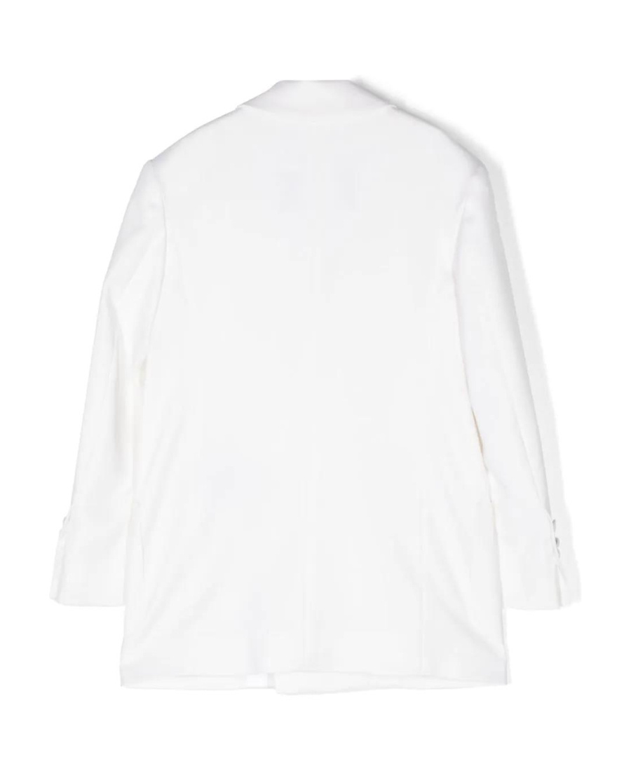 Balmain Logo-patch Double-breasted Blazer In White