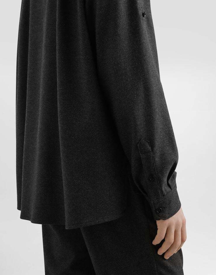 Dolce & Gabbana Melange Wool Wicker Shirt In Black