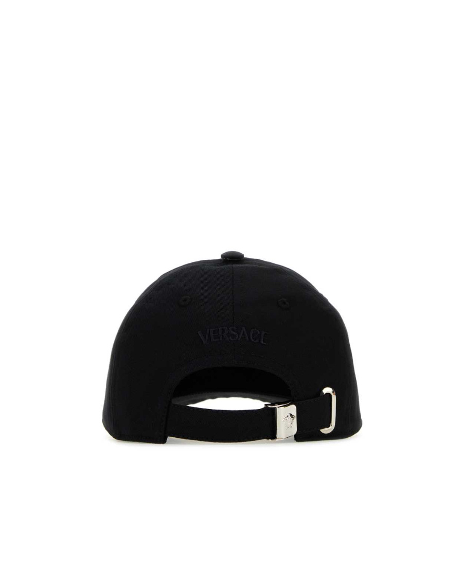 Versace Embroidered-logo Six-panel Cap In Black