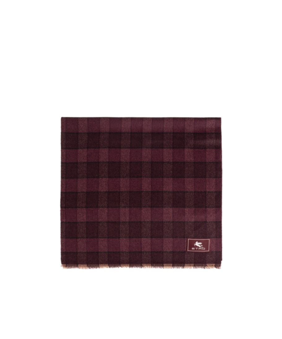 Etro Wool And Cashmere Scarf With Check Motif In Brown