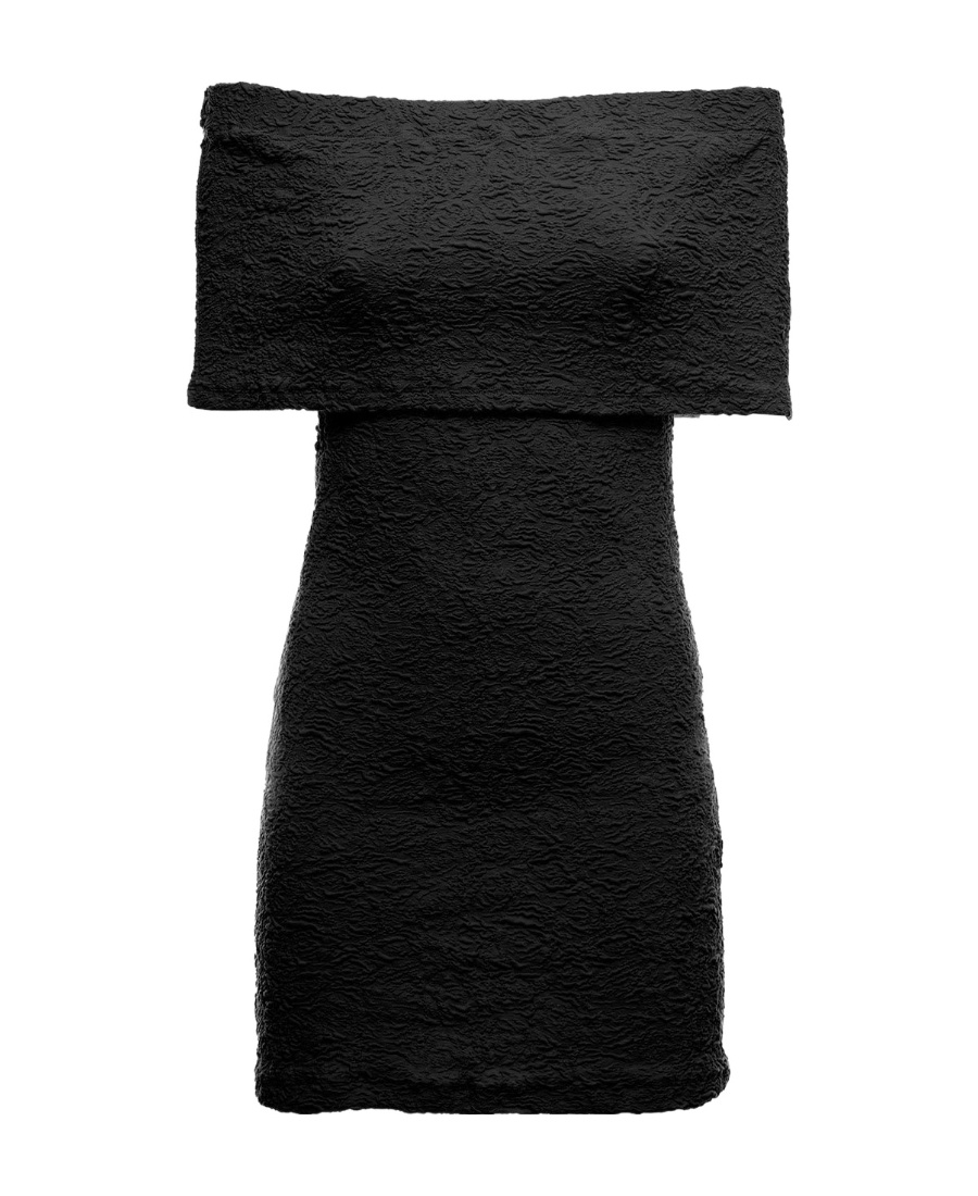 Msgm Off-shoulder Mini Dress In Black