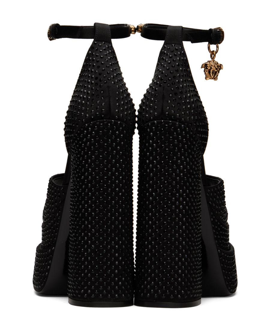 Versace Aevitas 140 Medusa Crystal-embellished Platform Sandals In Black