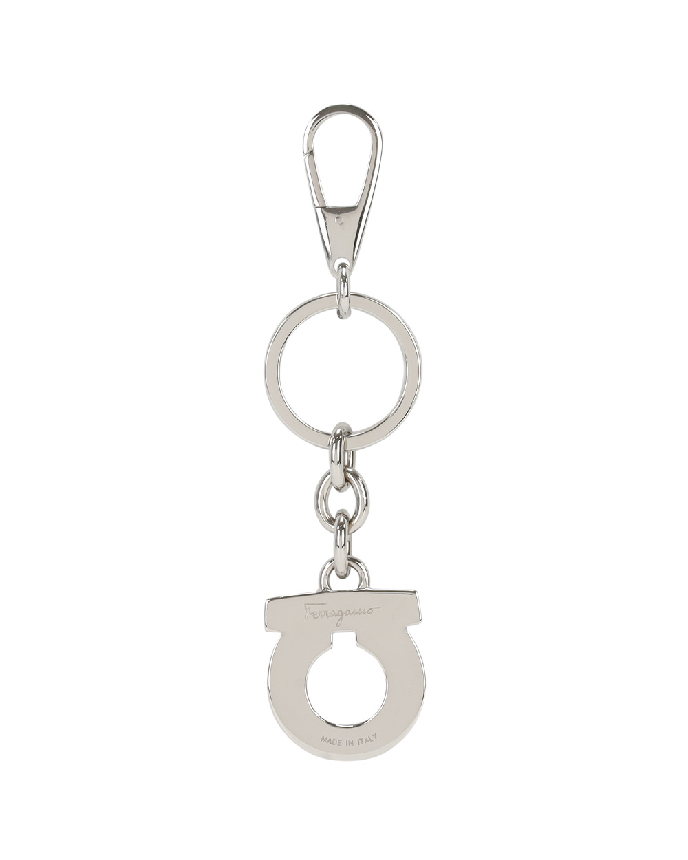 Ferragamo Logo Diamond Key Chain In White