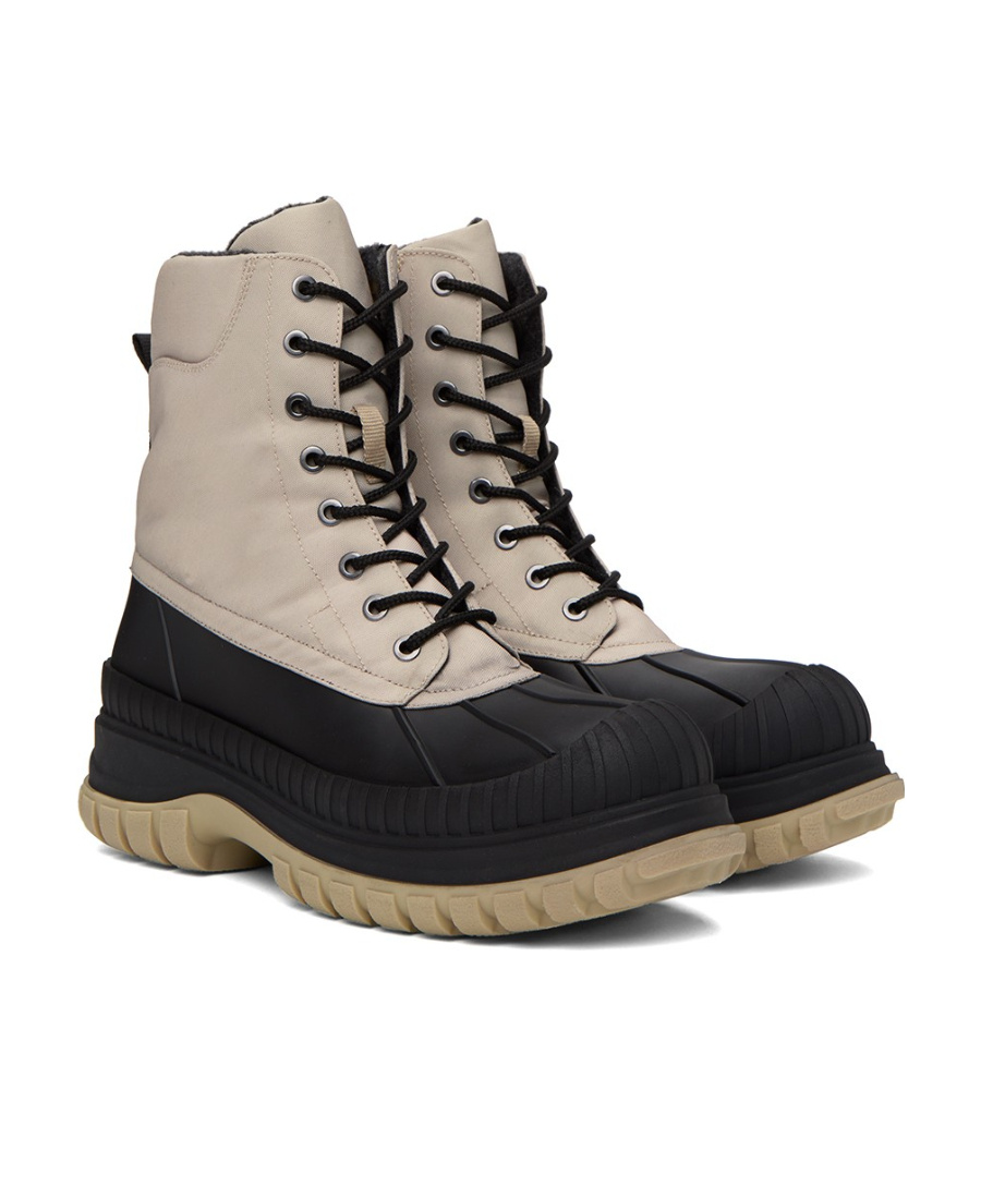 Ganni Lace-up Snow Boots In Nude