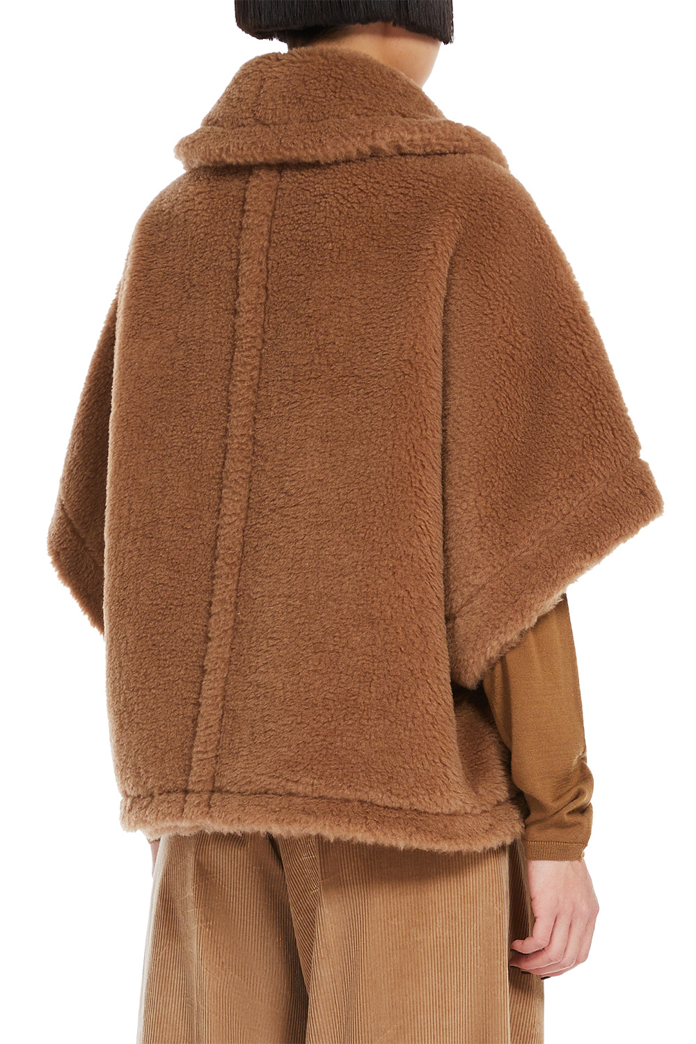 Max Mara Cape Wool Blend Front Pockets In Brown