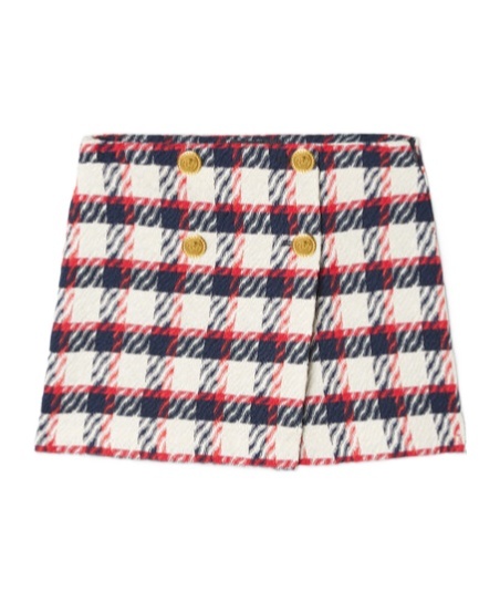 Versace Checked Tweed Mini Skirt In Multicolor