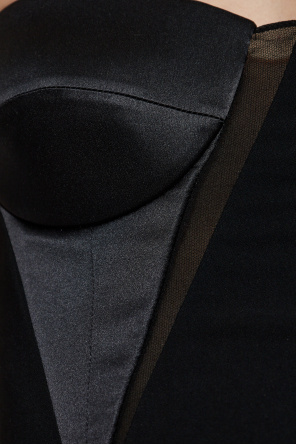 Versace Satin-panelled Bustier Top In Black