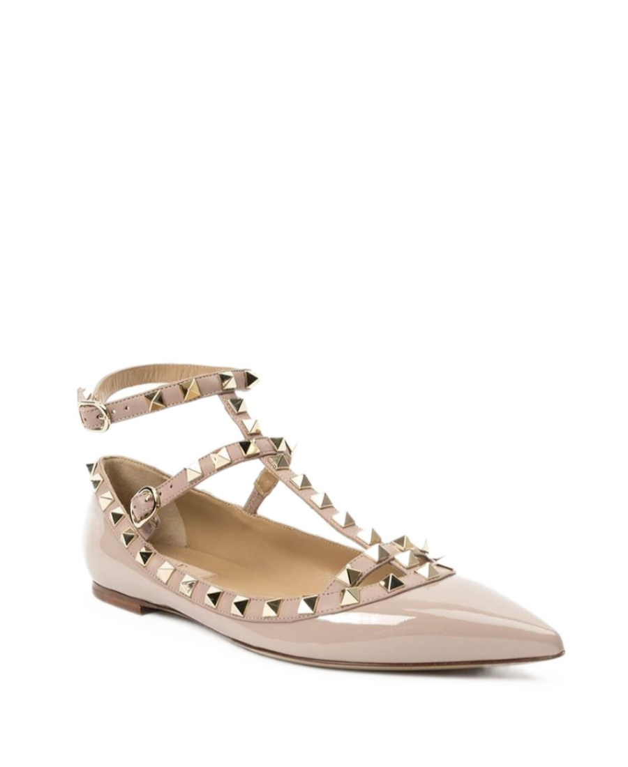 Valentino Rockstud Caged Patent Flat In Nude