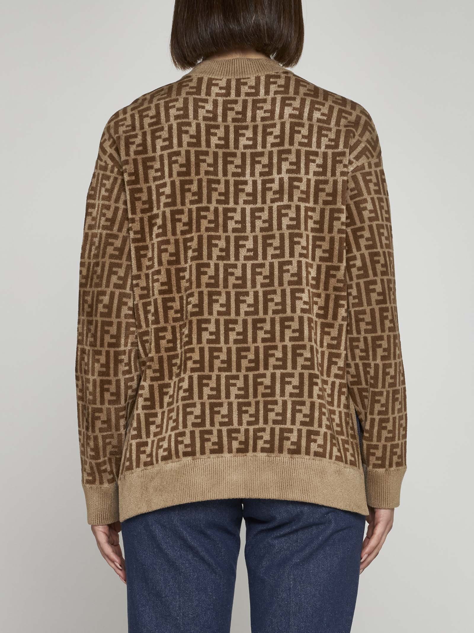 Fendi Ff Pattern Crewneck Jumper In Brown