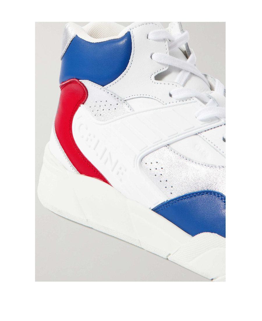 Celine White Leather Athletic Sneakers In White