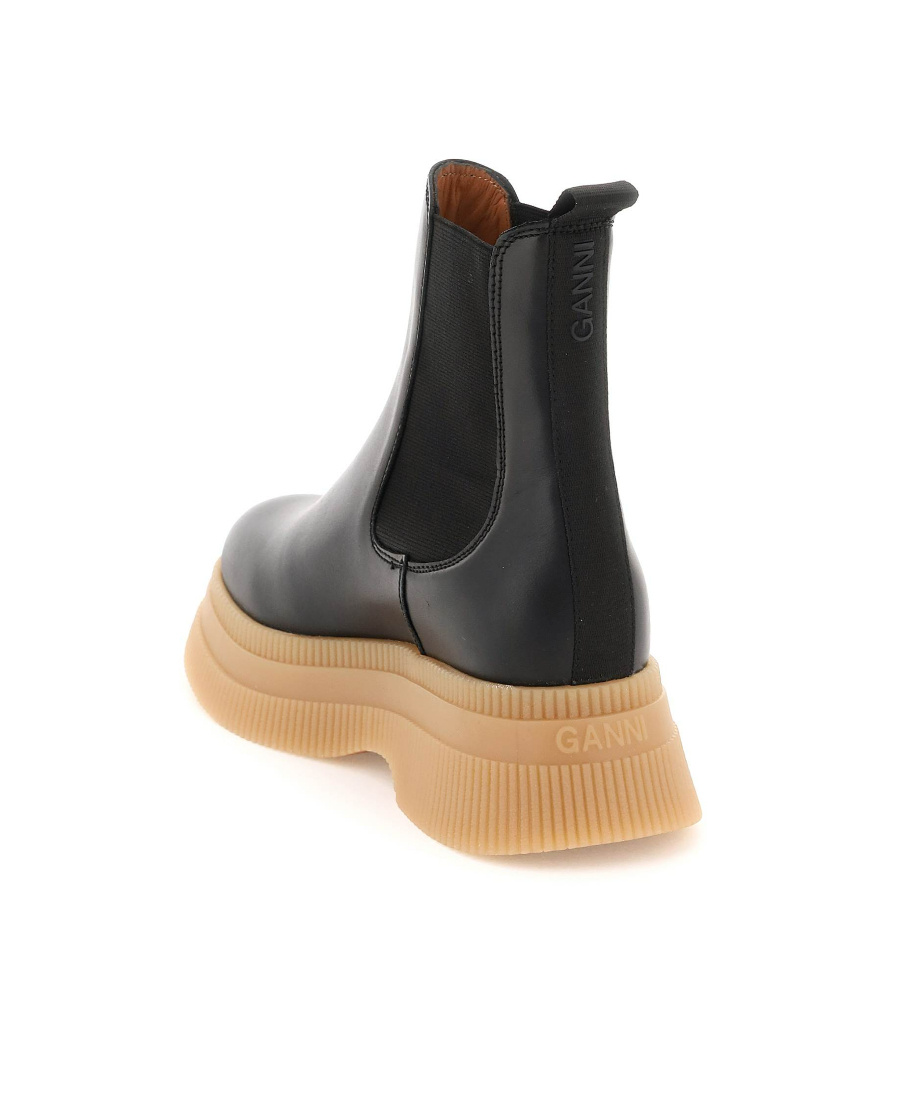 Ganni Chelsea Creepers Boots With Maxi Sole In Black In Black