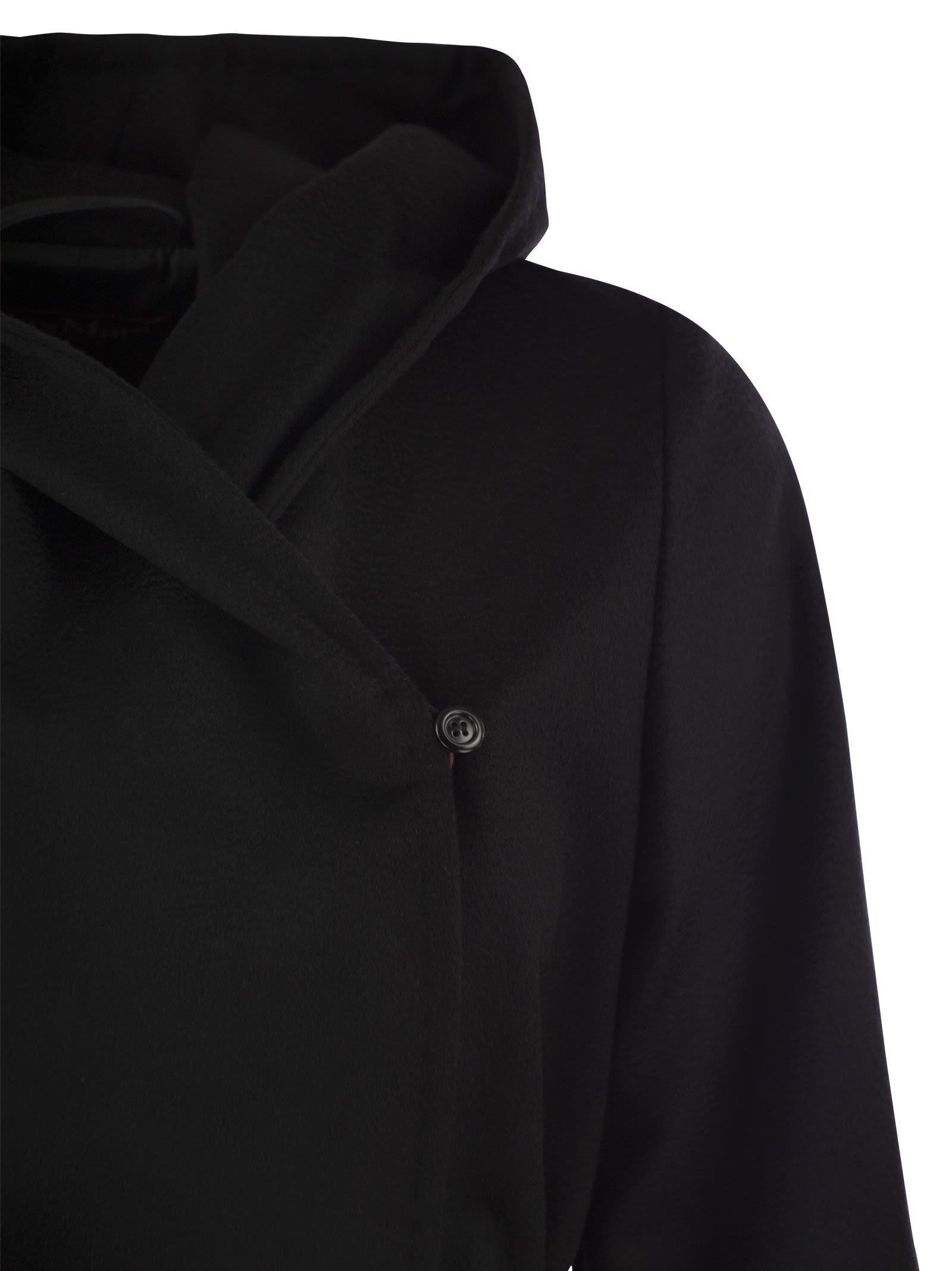 Shop Max Mara Studio Newmang Hooded Coat In Black