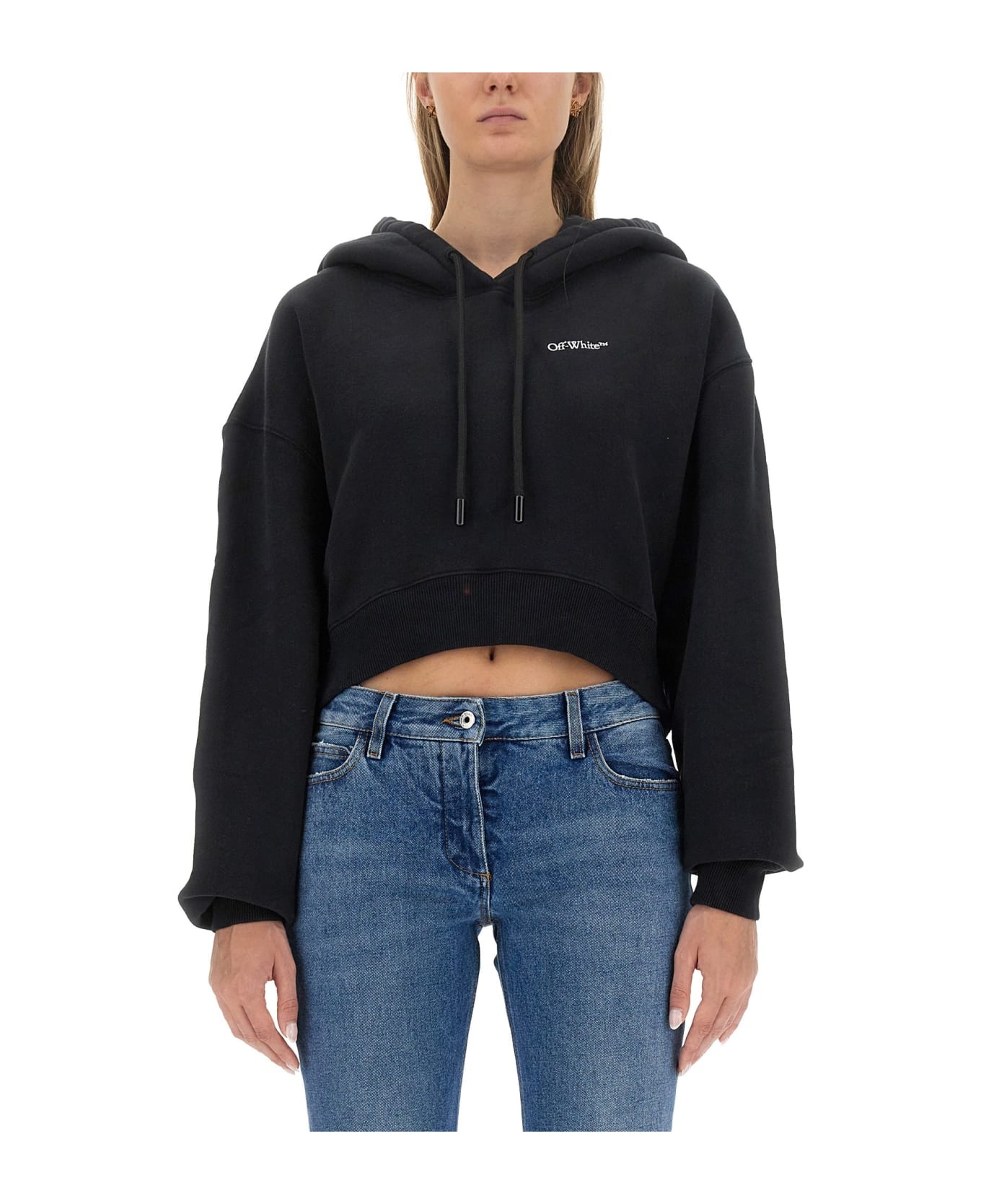 Off-white Cropped Sweatshirt In Black